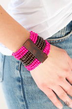 Load image into Gallery viewer, Jamaican Me Jam Pink Wood Bracelet