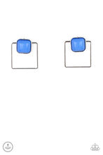 Load image into Gallery viewer, Flair and Square Blue Jacket Earrings