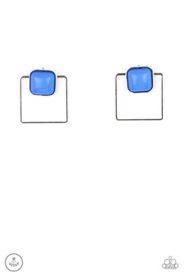 Flair and Square Blue Jacket Earrings