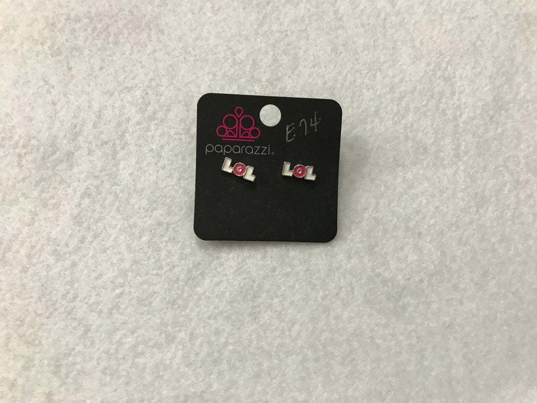 Starlet Shimmer LOL Post White/Pink Earrings #74