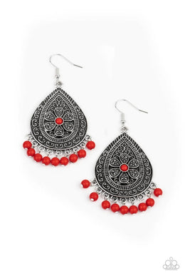 Blossoming Teardrops Red Earrings