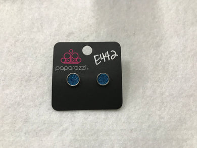 Starlet Shimmer Pave Blue Round Post Earrings #442