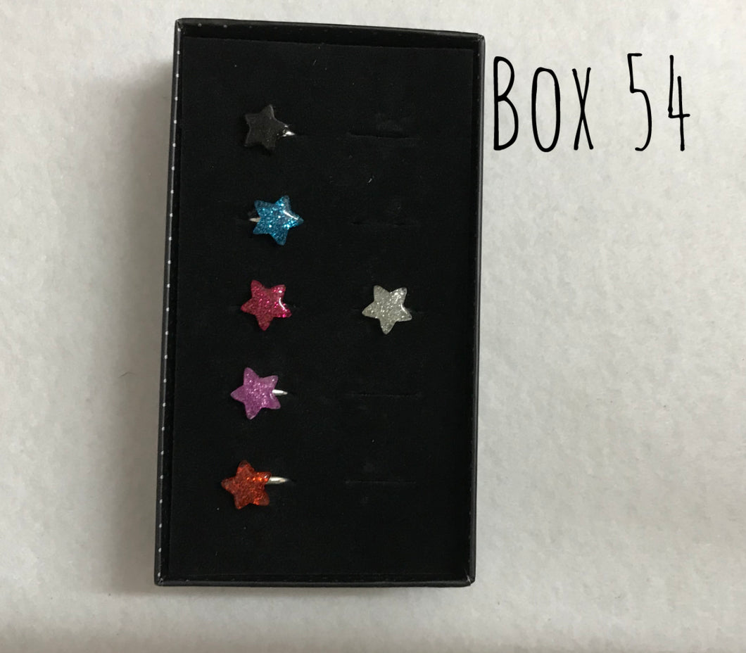 Starlet Shimmer Glitter Stars Rings Box 54