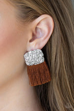 Load image into Gallery viewer, Plume Bloom Brown Tassel Earrings
