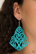 Load image into Gallery viewer, Powers Of Zen Blue Wood Earrings