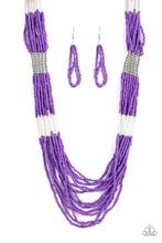 Load image into Gallery viewer, Let It Bead Purple Seed Bead Necklace