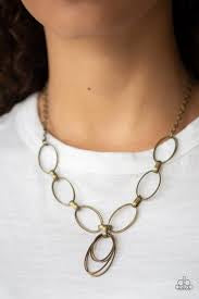 All Oval Town Brass Necklace