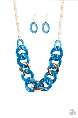 I Have A Haute Date Blue Acrylic Necklace