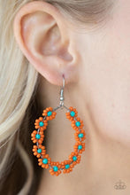Load image into Gallery viewer, Festively Flower Child Orange Seed Bead Earrings