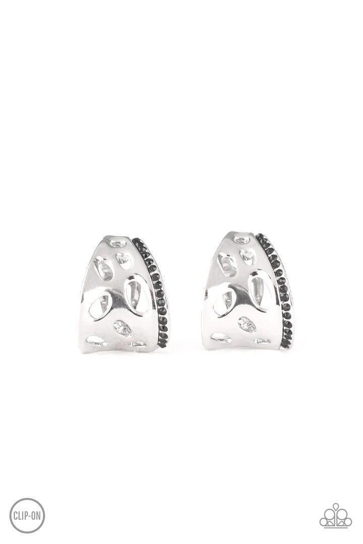 Blissed Out Black Clip On Earrings