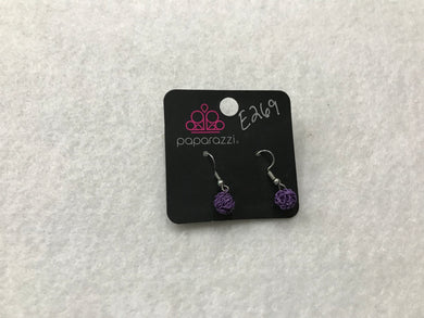 Starlet Shimmer Wire Ball Purple Earrings #269