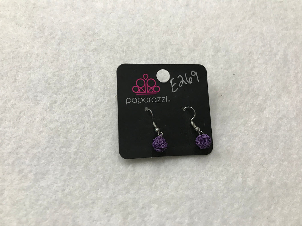 Starlet Shimmer Wire Ball Purple Earrings #269