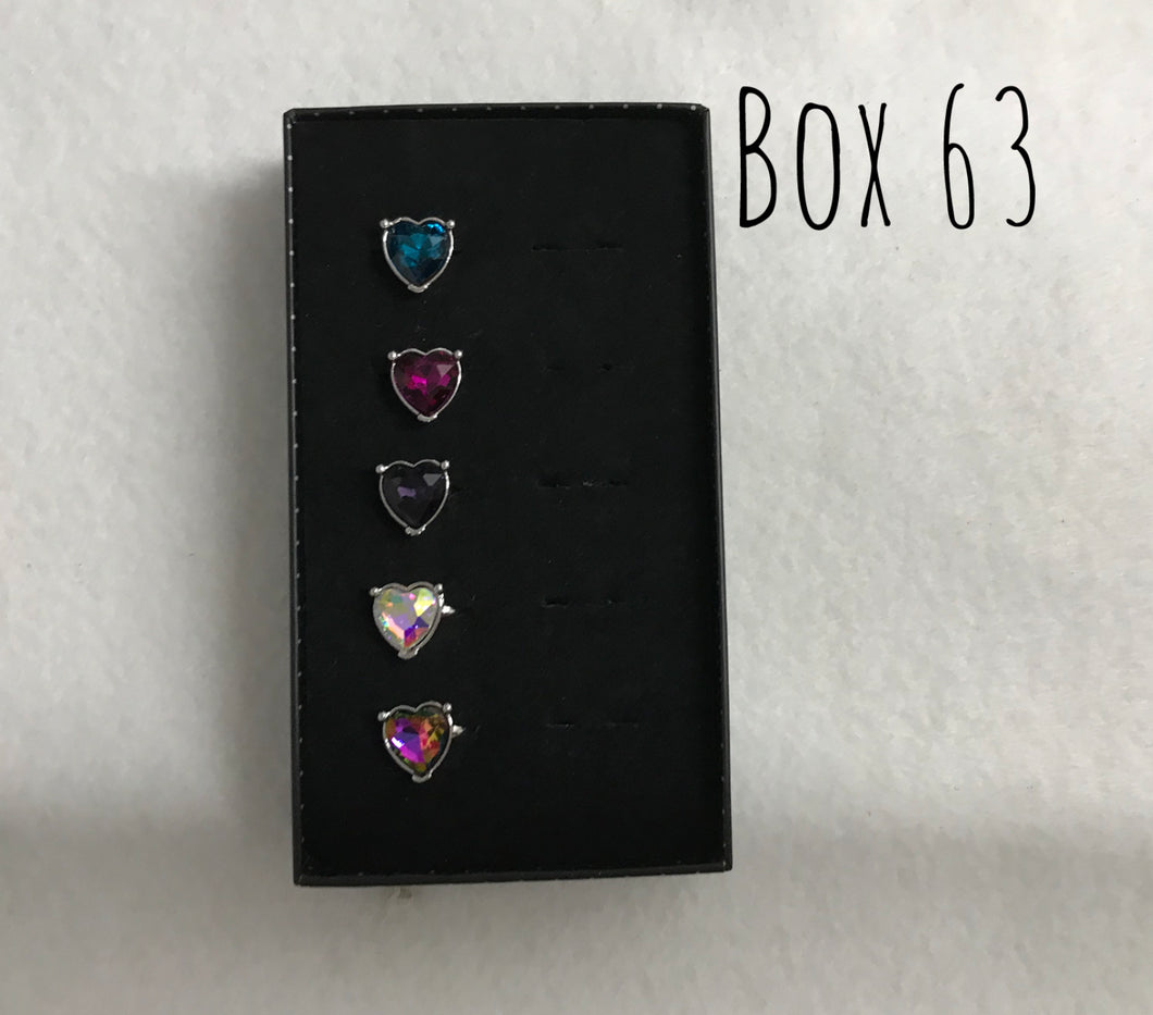Starlet Shimmer Big Heart Gem Rings Box 63