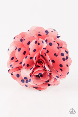 Polka and Petals Coral/Blue Hair Clip