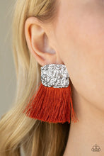 Load image into Gallery viewer, Plume Bloom Orange Tassel Earrings