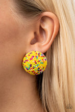 Load image into Gallery viewer, Kaleidoscope Sky Yellow Seedbead Post Earrings