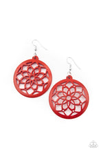 Load image into Gallery viewer, Mandala Meadow Red Wood Earrings