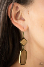 Load image into Gallery viewer, You Wood Be So Lucky Brass Wood Earrings