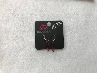 Starlet Shimmer Safety Pins Pink Earrings #132