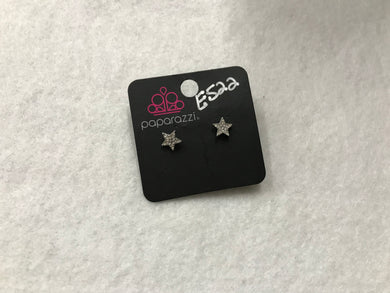 Starlet Shimmer Pave White Star Earrings #522