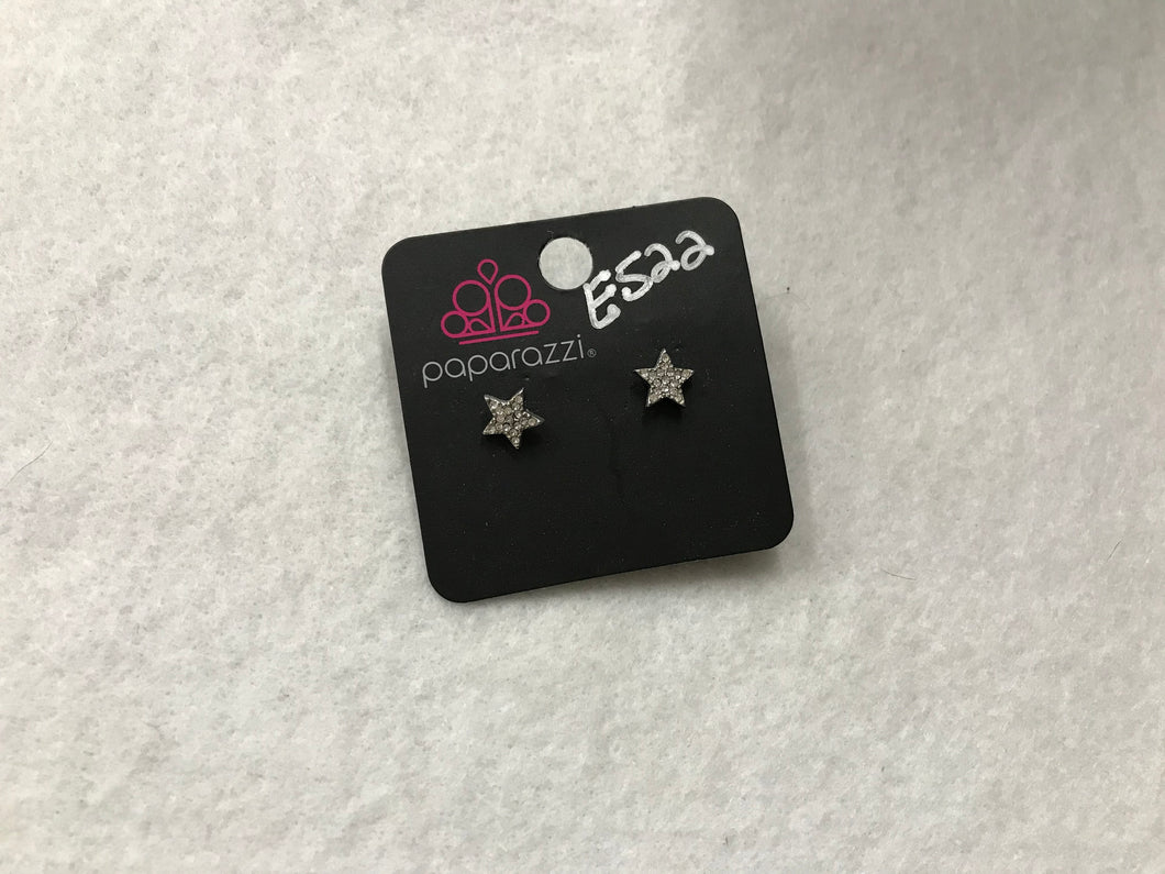 Starlet Shimmer Pave White Star Earrings #522