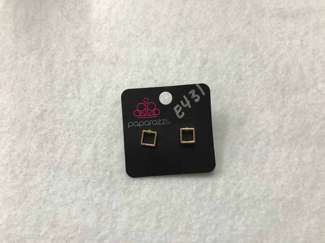 Starlet Shimmer Square Gold Post Earrings #431