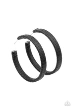 Load image into Gallery viewer, Leather Clad Legend Black Hoop Earrings