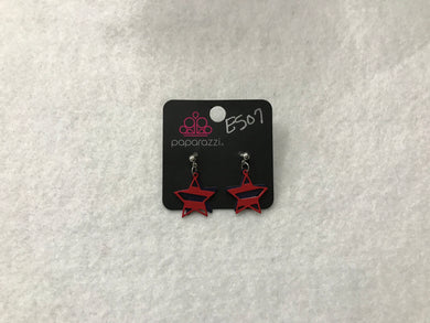 Starlet Shimmer Star Blue Back Red Cutout Earrings #507