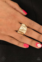 Load image into Gallery viewer, Industrial Indentation Gold Ring