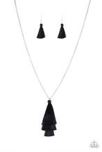 Load image into Gallery viewer, Triple the Tassel Black Necklace