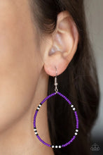 Load image into Gallery viewer, Keep Up the Good Beadwork Purple Seed Bead Earrings