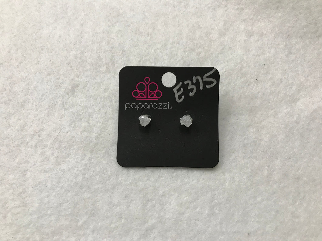 Starlet Shimmer Heart Gem White Post Earrings #375