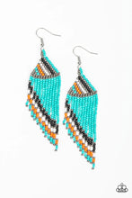 Load image into Gallery viewer, Bodaciously Bohemian Blue Seed Bead Earrings