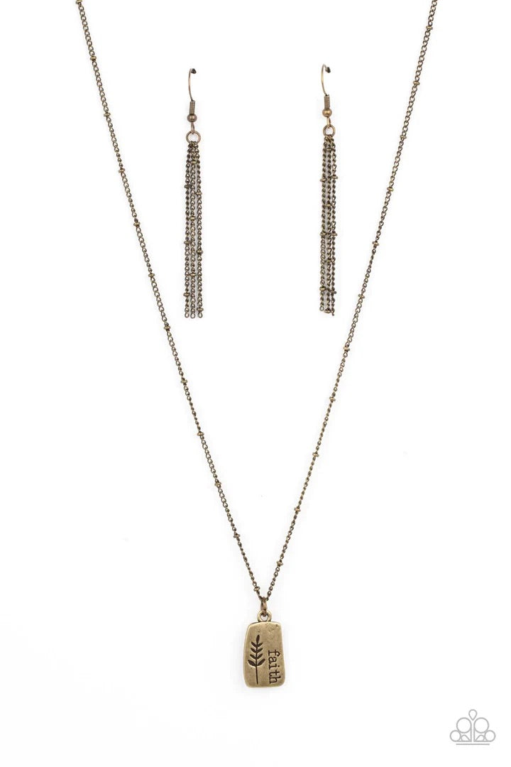 Faith Over Fear Brass Necklace