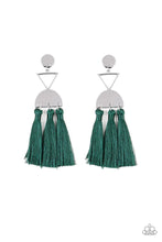 Load image into Gallery viewer, Tassel Trippin Green Tassel Earrings