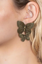 Load image into Gallery viewer, Blushing Butterflies Brass Post Earrings