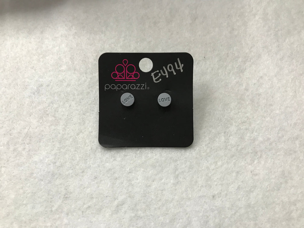 Starlet Shimmer Love Post Round Silver Earrings #494