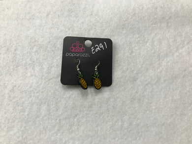 Starlet Shimmer Pineapple Wood Earrings #291