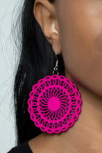 Load image into Gallery viewer, Island Sun Pink Wood Earrings