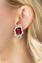 Load image into Gallery viewer, Prime Time Shimmer Red Clip On Earrings