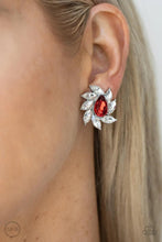 Load image into Gallery viewer, Sophisticated Swirl Red Clip On Earrings
