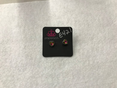 Starlet Shimmer Heart Post Iridescent Earrings #421