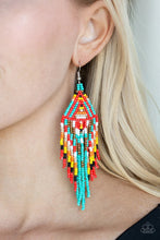 Load image into Gallery viewer, Boho Blast Blue Seed Bead Earrings