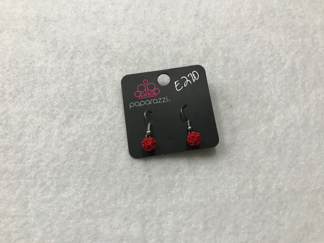 Starlet Shimmer Wire Ball Red Earrings #270