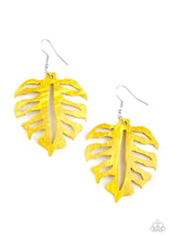 Load image into Gallery viewer, Shake Your Palm Palms Yellow Wood Earrings