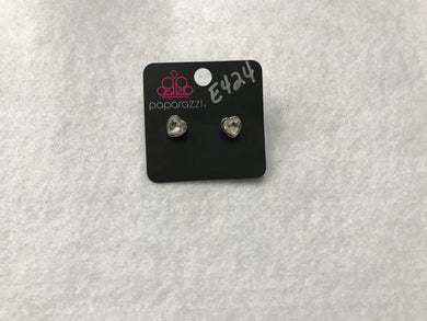 Starlet Shimmer Heart White Post Earrings #424