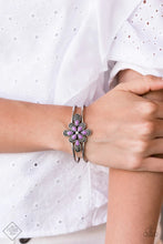 Load image into Gallery viewer, Go With the Florals Purple Hinged Bracelet