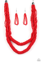 Load image into Gallery viewer, Right As Rainforest Red Seed Bead Necklace