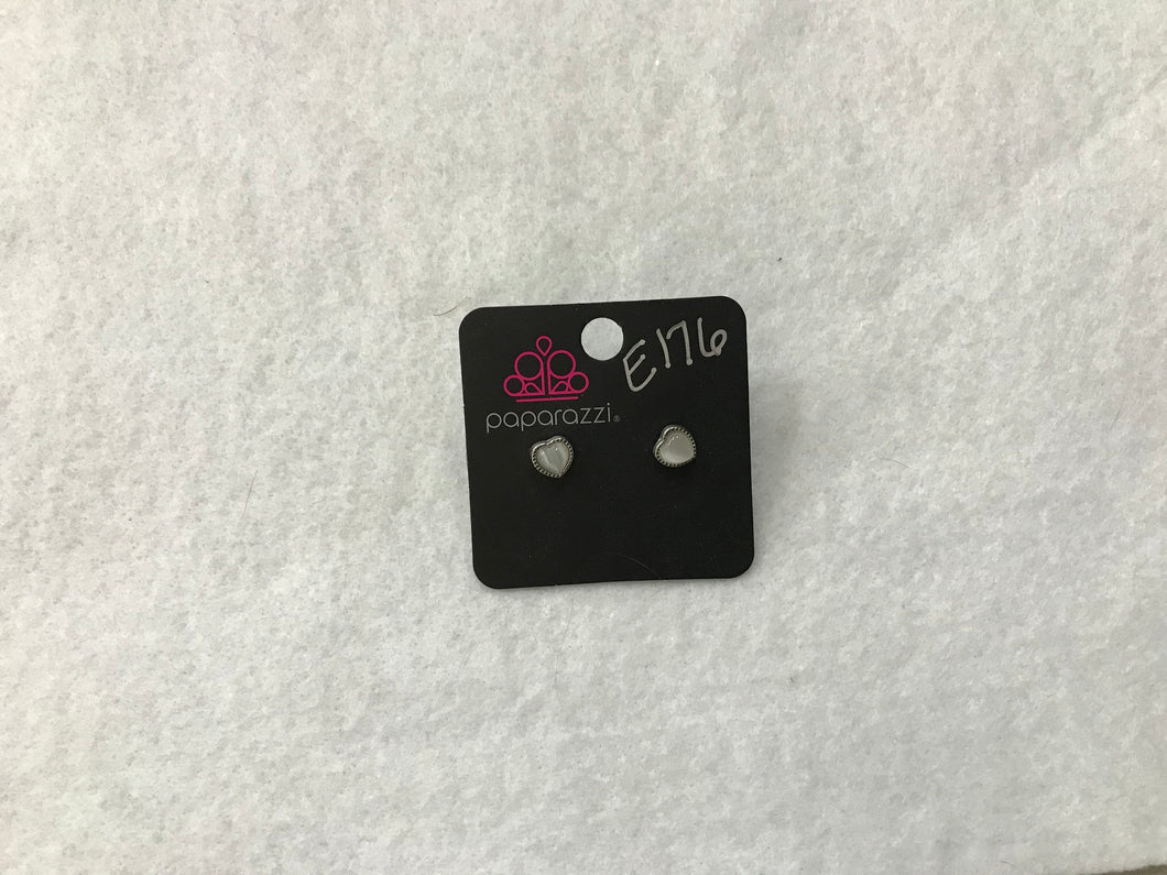 Starlet Shimmer Moonstone Heart Post White Earrings #176