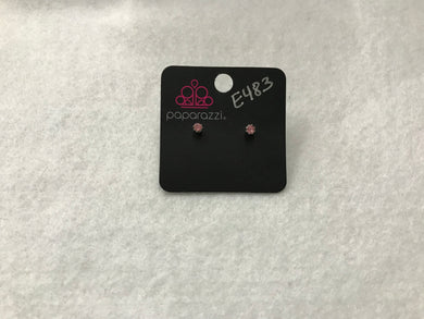 Starlet Shimmer Round Gem Pink Post Earrings #483